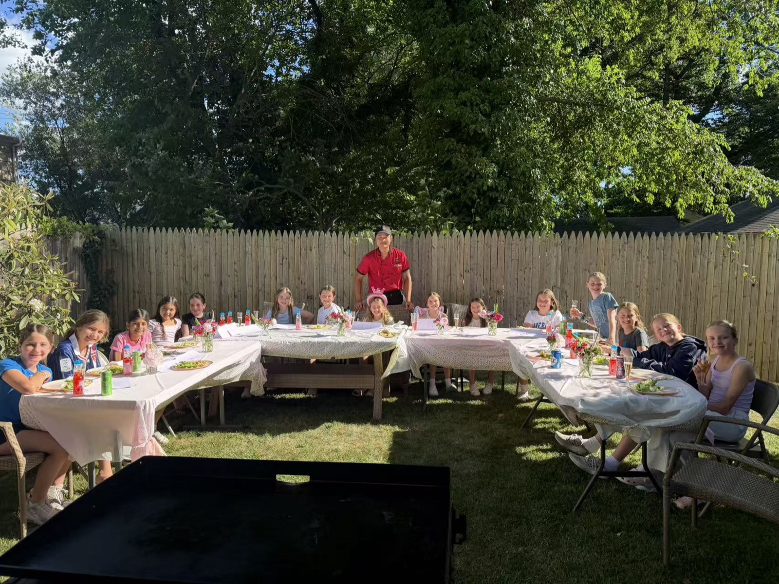 Chef & Guest Fun Hibachi chef entertaining a guest at a home party in Connecticut