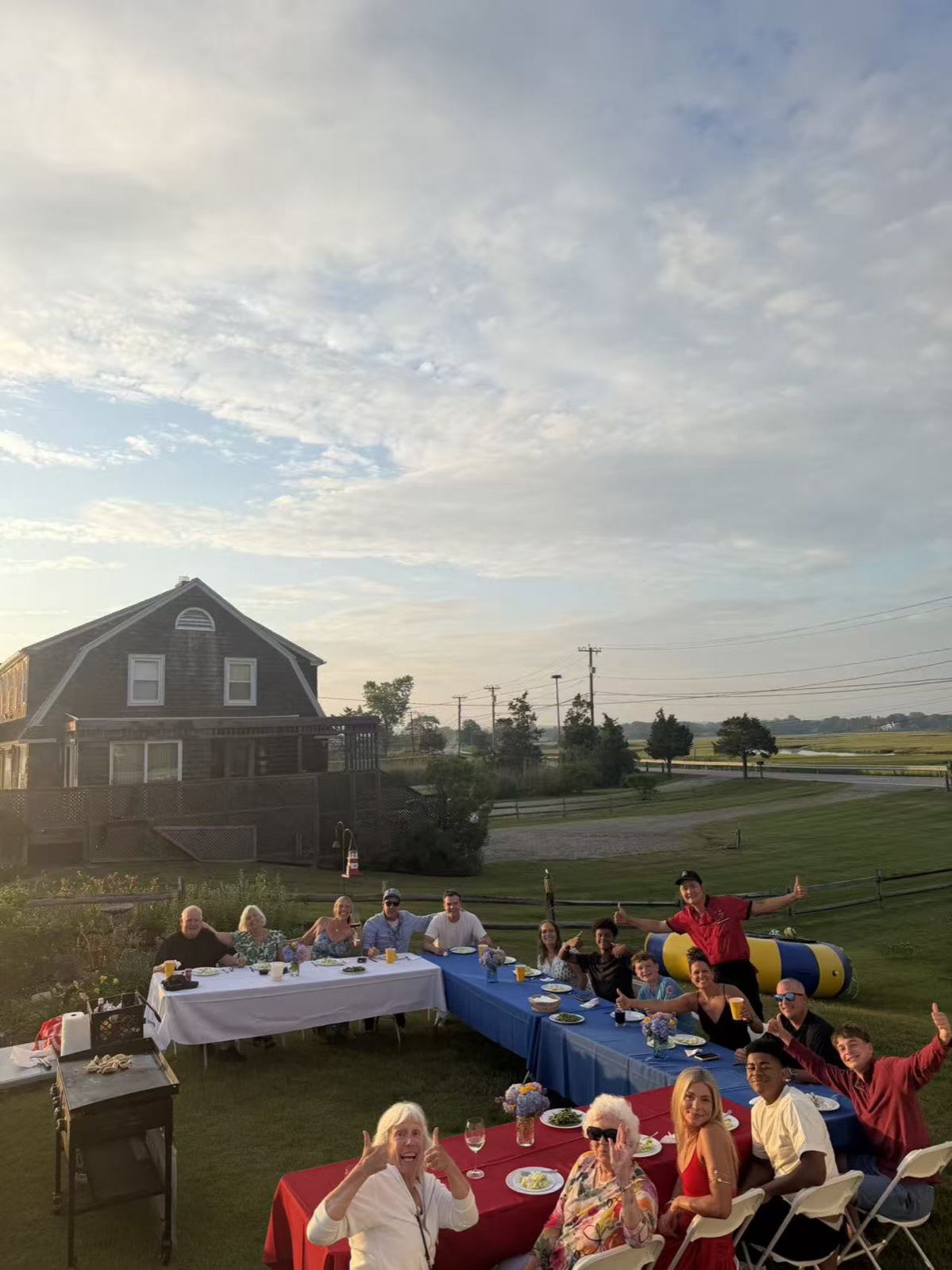 Waterfront Dinner Waterfront long-table hibachi dinner party at sunset in Connecticut