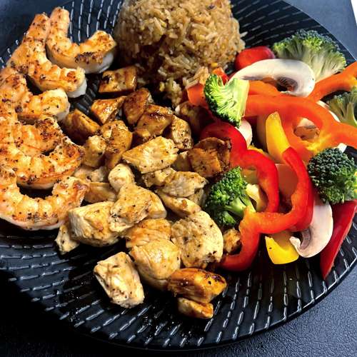 Chicken & Shrimp Hibachi chicken and shrimp platter - home catering Westport CT