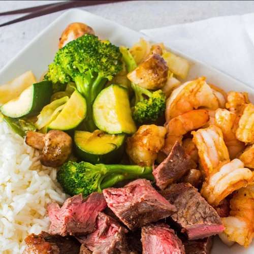 Filet & Shrimp Hibachi filet mignon with shrimp - premium catering Westport CT